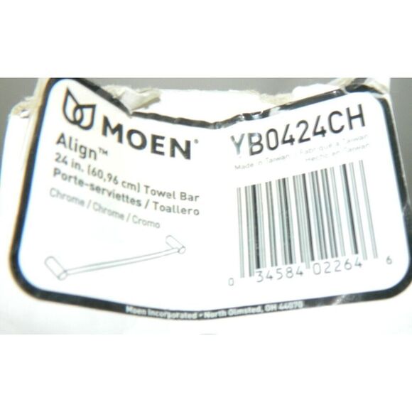 Moen Hand Towel Bar Align Silver Chrome YB0424CH 24" - Picture 5 of 5